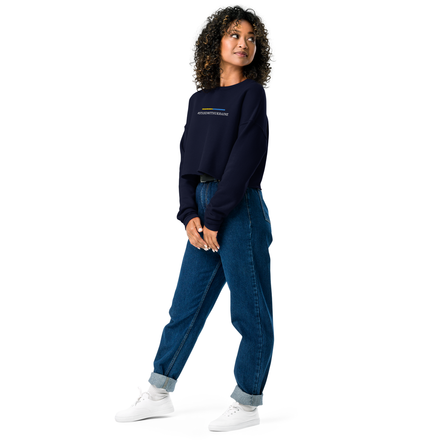 Women Cropped Sweatshirt with Ukrainian Design